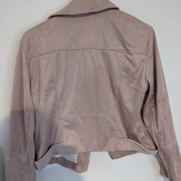 NWOT Faux Suede Moto Jacket in Mauve with satin lining- L - Picture 5 of 5